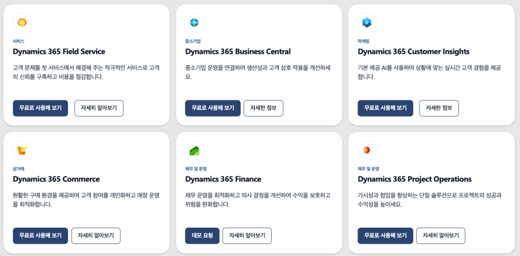 Microsoft Dynamics 365 ERP 주요 모듈